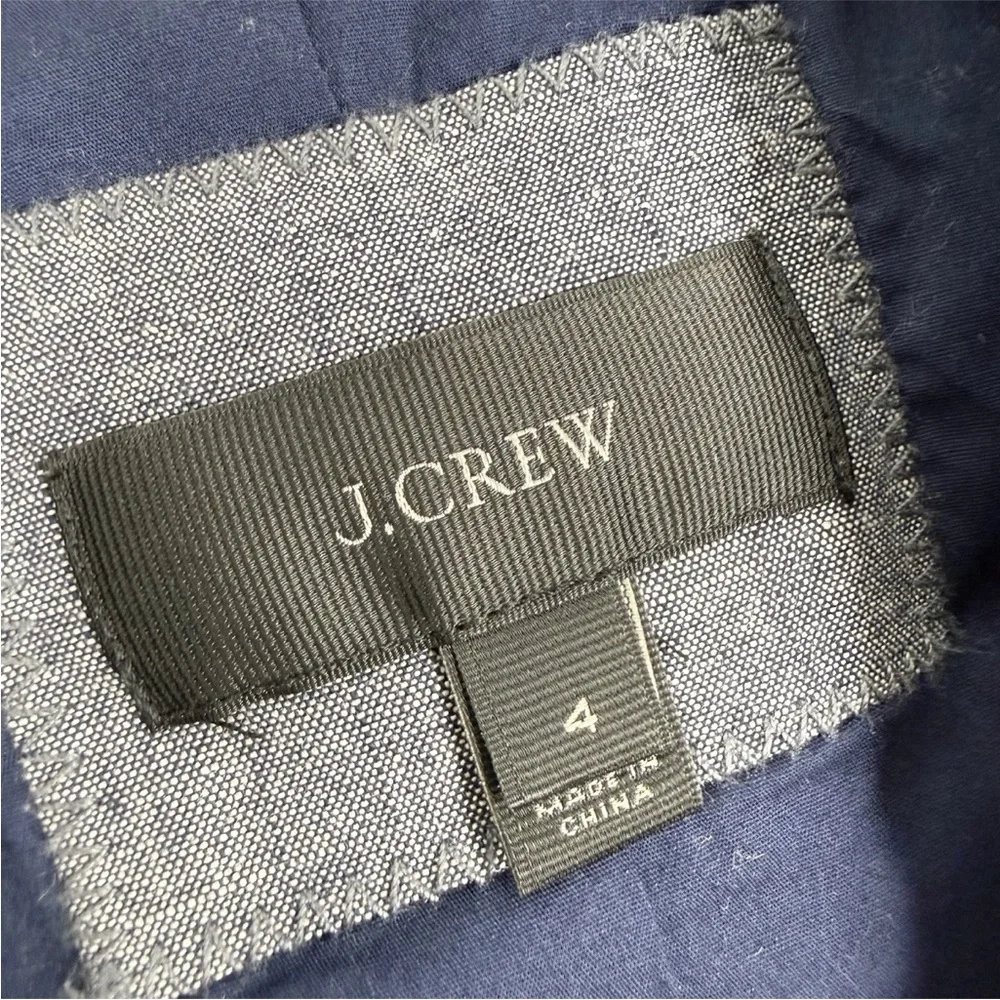 J Crew Regent Blazer Womens Size 4 Blue Cotton Lined Single Button Jacket